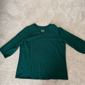 Denim & Co forest green Perfect Jersey 3/4 Sleeve Top
